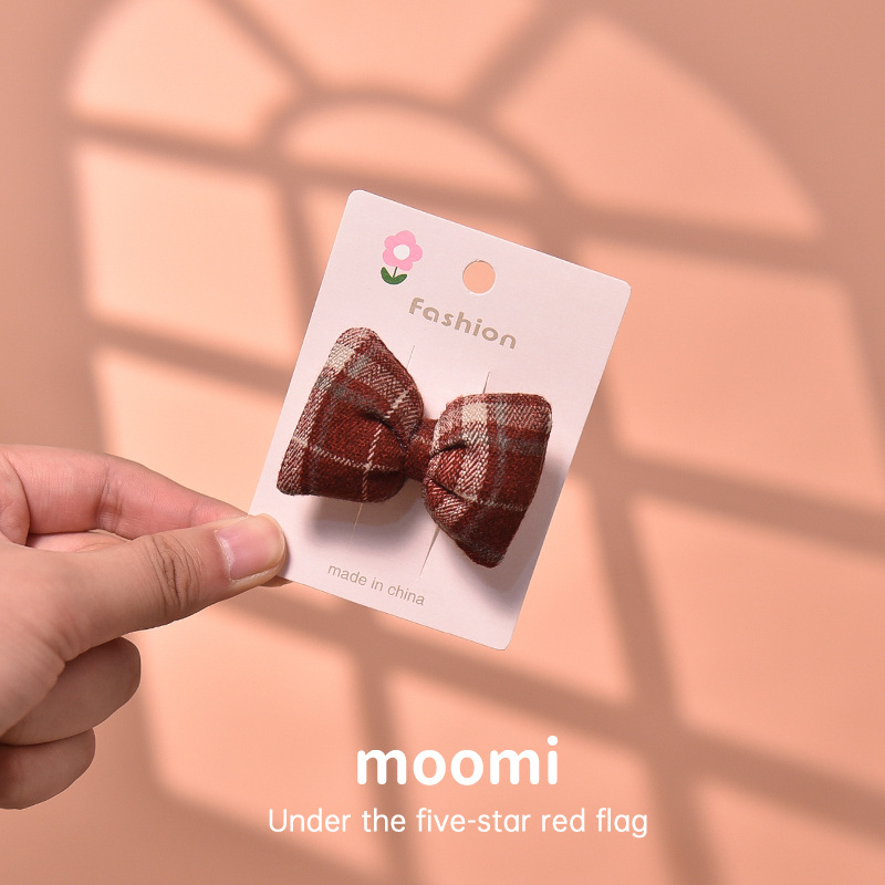复古格子蝴蝶结一字夹侧边夹女童国潮发饰大发圈小学生头饰品批发详情11