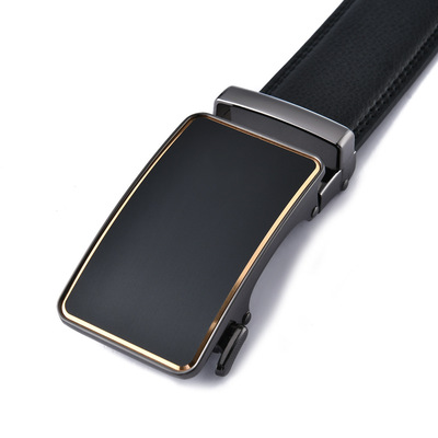 Men's business and casual belt, alloy automatic buckle men's belt, two-layer cowhide high-quality men's belt Item Picture