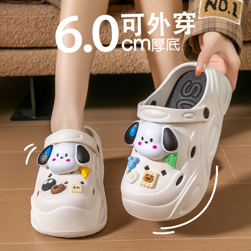 Thickened Croc Shoes Ladies Summer 2024 New Cartoon Outside Wearing Eva Step On Poo Feeling Non-Slip Baotou Beach Shoes Wholesale details Picture