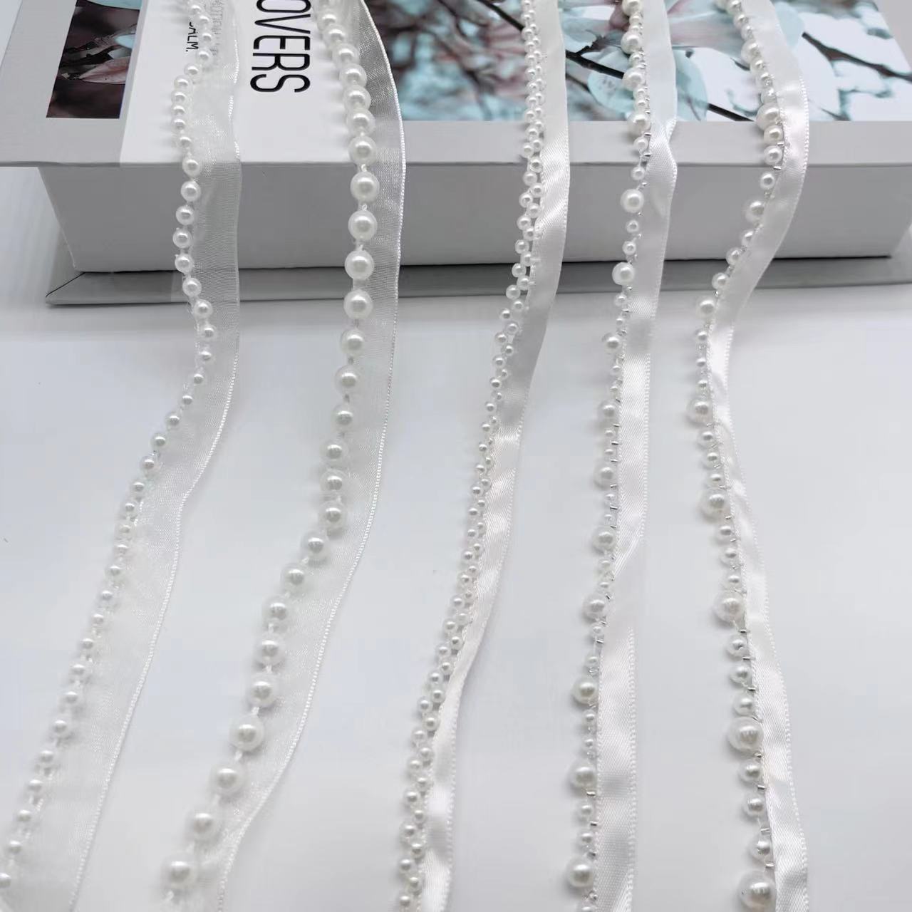 Diy Single Side Handmade Pearl Ribbon Hanfu Qipao Clothing Accessories Wholesale Satin Ribbon Single Side Handmade Beaded Webbing