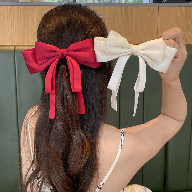 Black Big Bow Hair Accessories High-End Hair Clip Back Of The Head High-Grade Ribbon Headwear 2022 New Hair Card Women