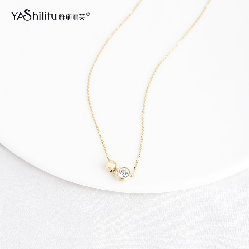 雅施丽芙女式925银项坠时尚简约锆石几何项饰气质批发项链百搭