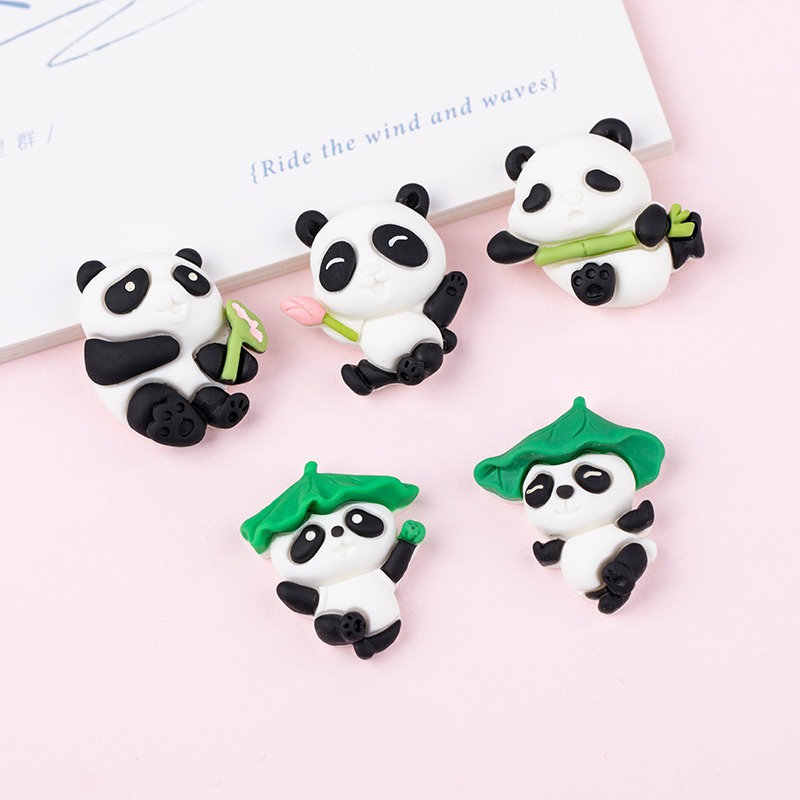 New resin accessory cartoon panda diy cream glue phone case patch children's hair accessory storage box decoration Specification image