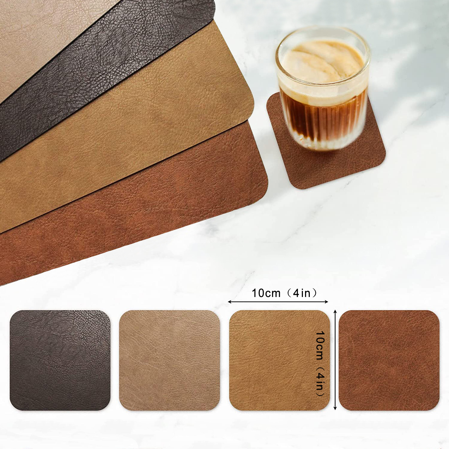 Nordic-style high-temperature resistant leather placemats, teacup MATS, waterproof and oil-proof table MATS, Western restaurant bowl MATS and coasters Application Scenario