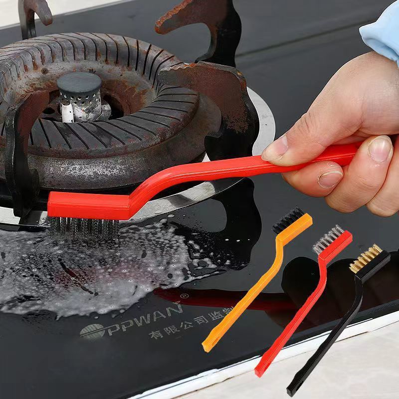 Gas stove cleaning brush, range hood cleaning brush, household kitchen dead corner decontamination and cleaning set, steel wire brush details Picture