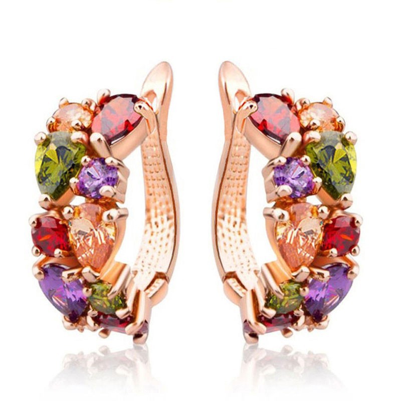 Mona Lisa earring, a best-selling crystal zircon fashion rose gold earring in Europe and America, zircon earrings, cross-border earrings