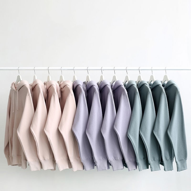 Custom-made 450g Korean cotton Morandi series heavyweight coat, ins thickened men's and women's autumn and winter hooded sweatshirt for men