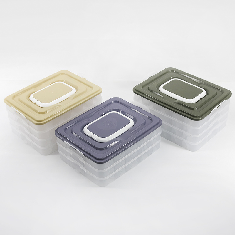 Household refrigerator fresh-keeping box, dumpling and wonton storage box, new color frozen dumplings, multi-layer quick-frozen and frozen dumpling tray Application Scenario