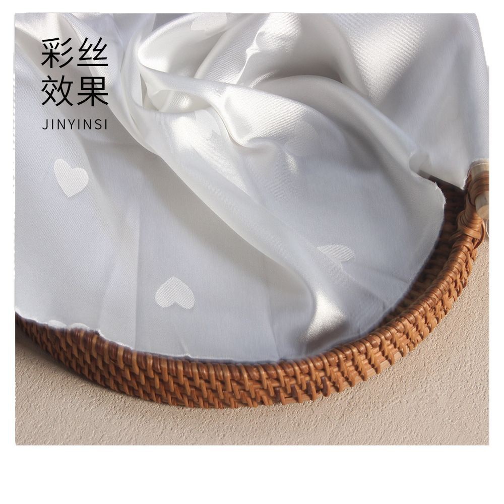 In stock: Weft elastic color, jacquard heart, digital printing, plain white fabric, soft and smooth printed polyester fabric Item Picture