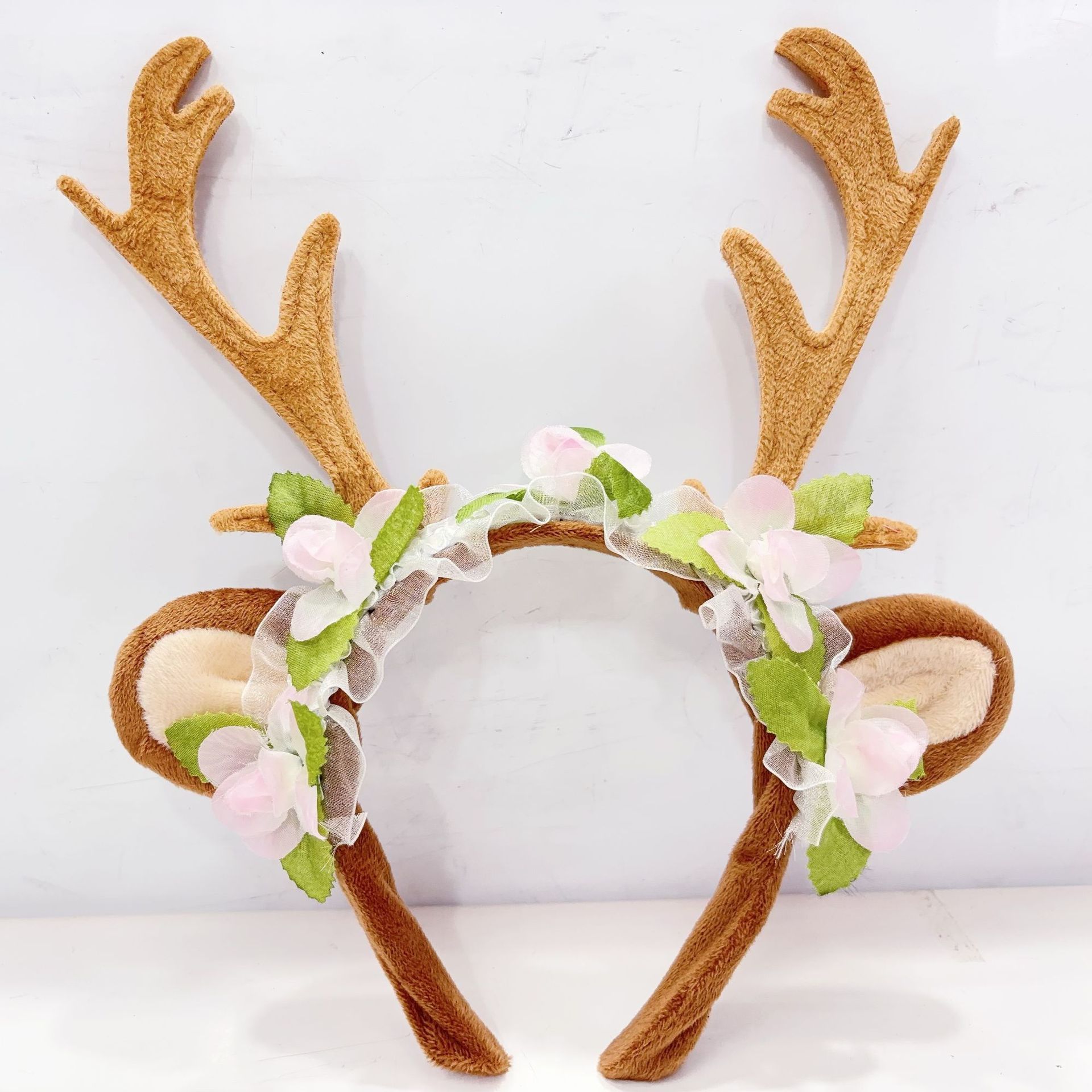 Christmas cute dress-up headband, reindeer funny costume, antler flower head, forest-style fairy, antler headband manufacturer Item Picture