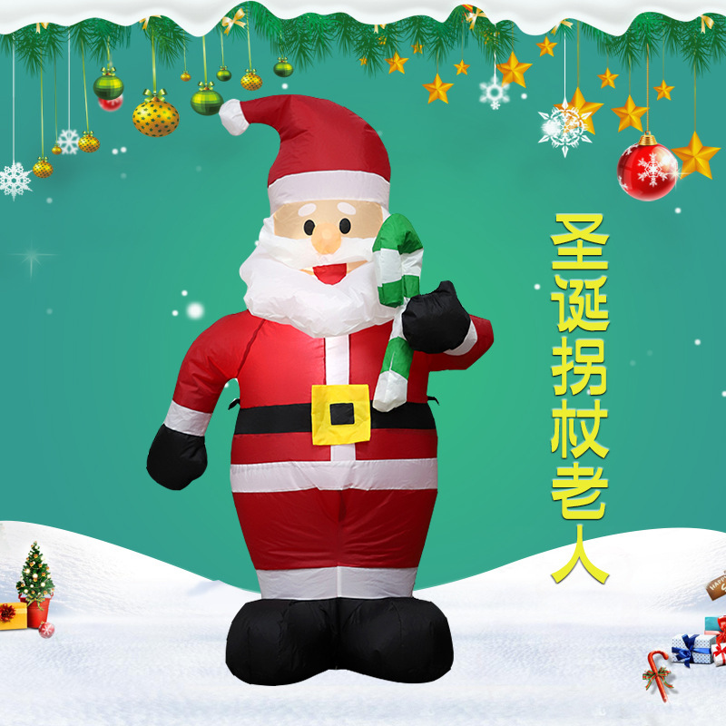 圣诞老人充气模型1.2米商场酒店场景布置道具拐杖圣诞老人气模详情图1