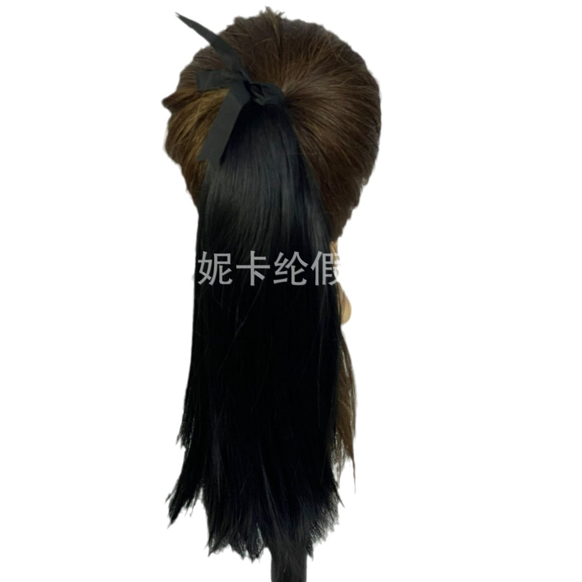 NEWLOOK Black long straight tied ponytail cross-border manufacturer wholesale in stock wholesale wigs details Picture