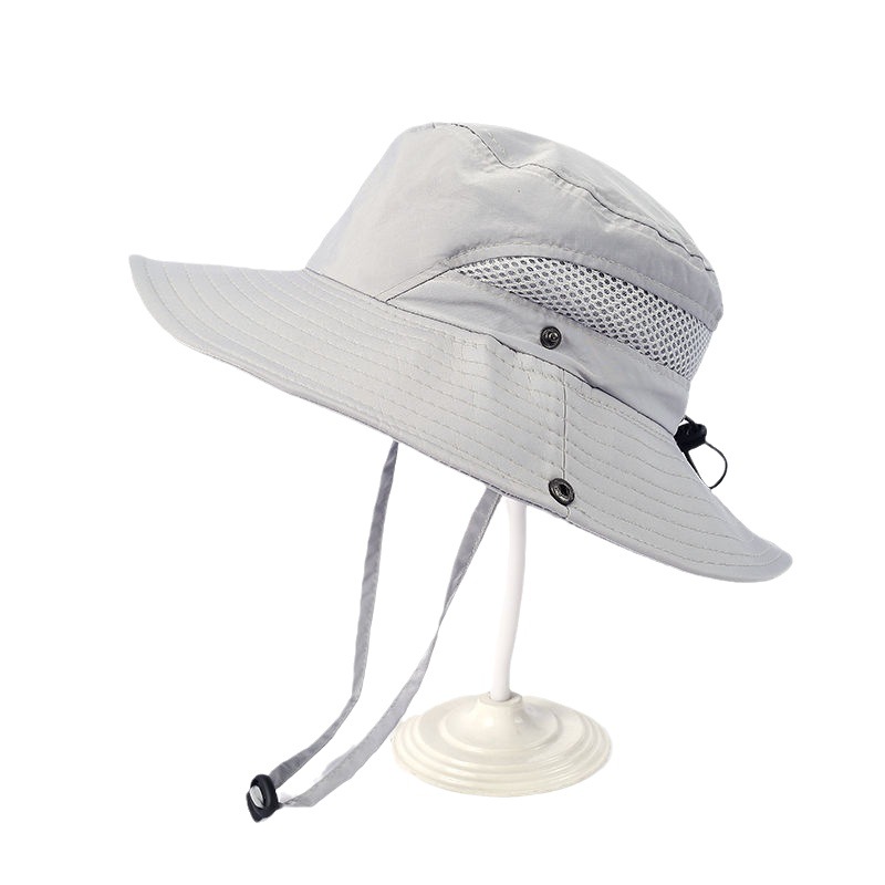 Best-selling solid-color glossy fisherman hats, parent-child style, large-brimmed sunshade, quick-drying, waterproof fabric mountaineering hats, and adult hats in foreign trade Item Picture