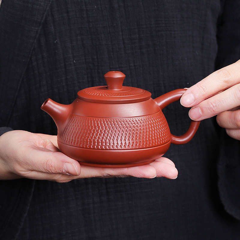Red Clay Pot Large Raw Mine Old Master Hand Kung Fu Tea Set Xishi With Collection Certificate Teapot Gift Box Specification drawing