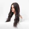 The big wave breathable wig is the same style of fashionable headwear. It's a popular face-trimming wig that looks realistic and natural. Long curly hair, middle parting for women details Picture