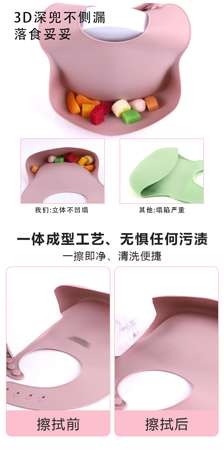 ins爆款母婴用品宝宝围嘴防水儿童硅胶方围兜婴儿口水饭兜3D立体详情12