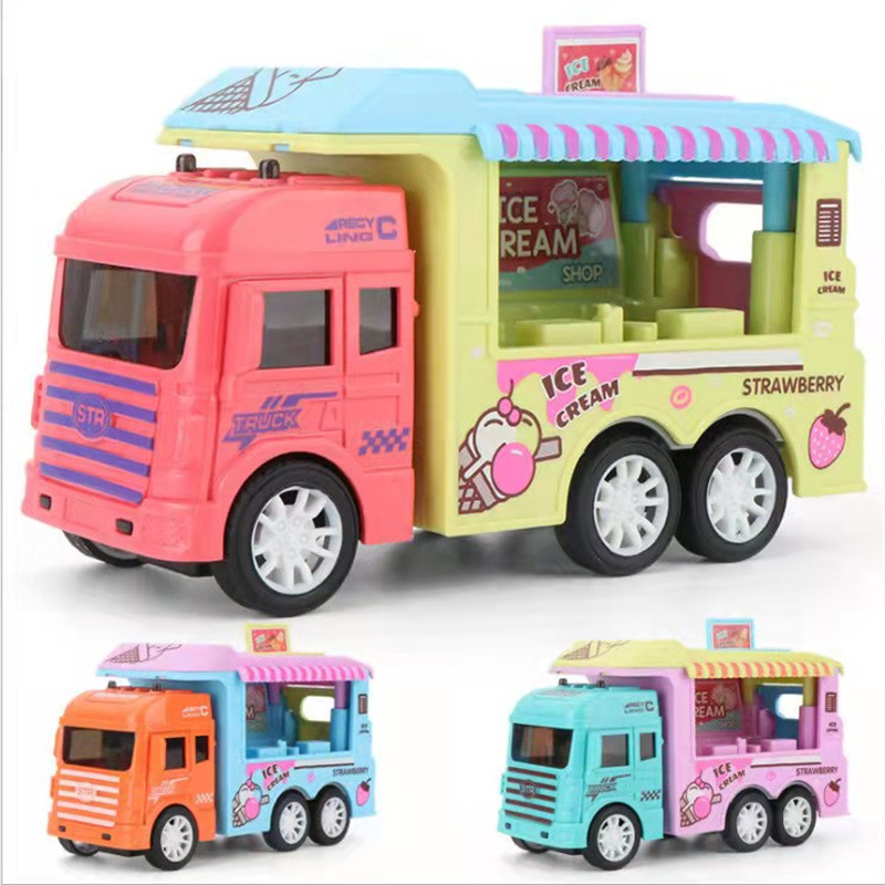 Wholesale of cross-border fun children's toy cars, ice cream vending cars, inertial rebound car models, and toys for boys and girls