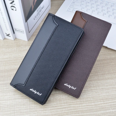 New Men's Wallet, Long Vertical Wallet, Fashionable Spliced Color-Blocking Soft Wallet, Multi-Slot Large Cash Holder, Suit Bag