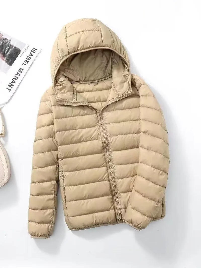 Cross-Border Supply Korean Version Of The New Ultra-Light Down Jacket Women Hooded Slim-Fit Short Large-Size Coat Manufacturers Supply