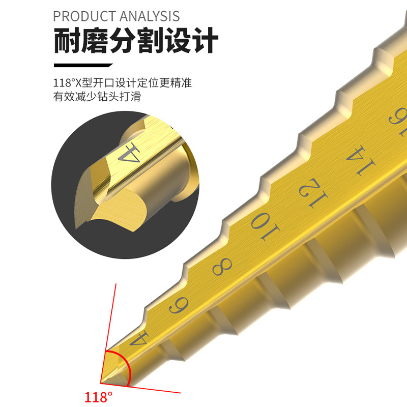 六角柄台阶钻 阶梯钻 宝塔钻头 电扳手扩孔器 塔型钻 钢板打孔器详情图4