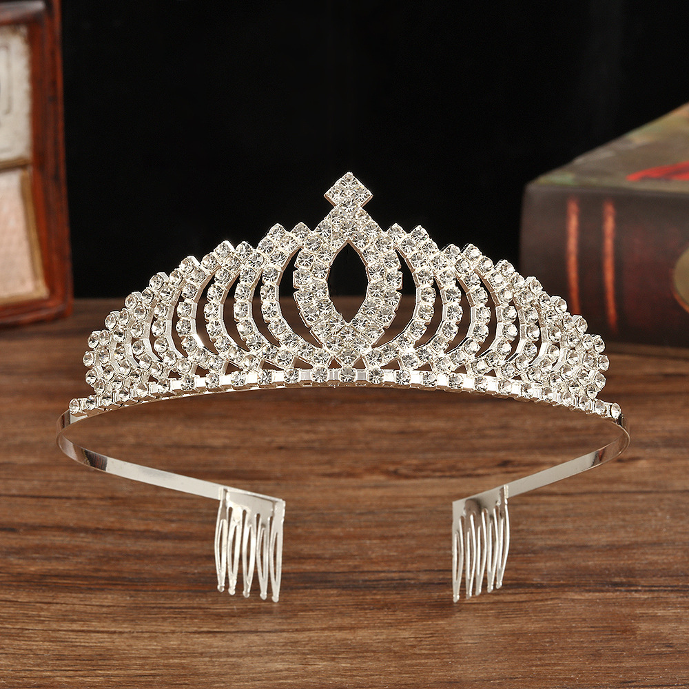 Cross-border modern, simple and fashionable crystal crown, light luxury full diamond, high-end bridal headwear, stage performance crown pic 3