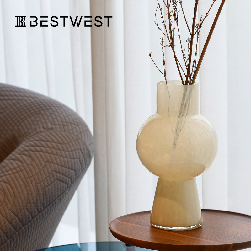Best west vintage hydroponic tall glass Vase, a high-end home decoration with an Ins-style flower arrangement