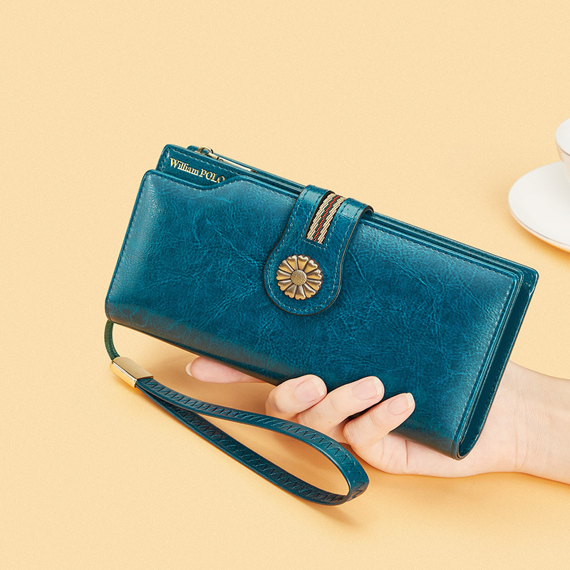 英皇保罗钱包女士长款真皮手拿包女款时尚精致头层牛皮女钱包批发