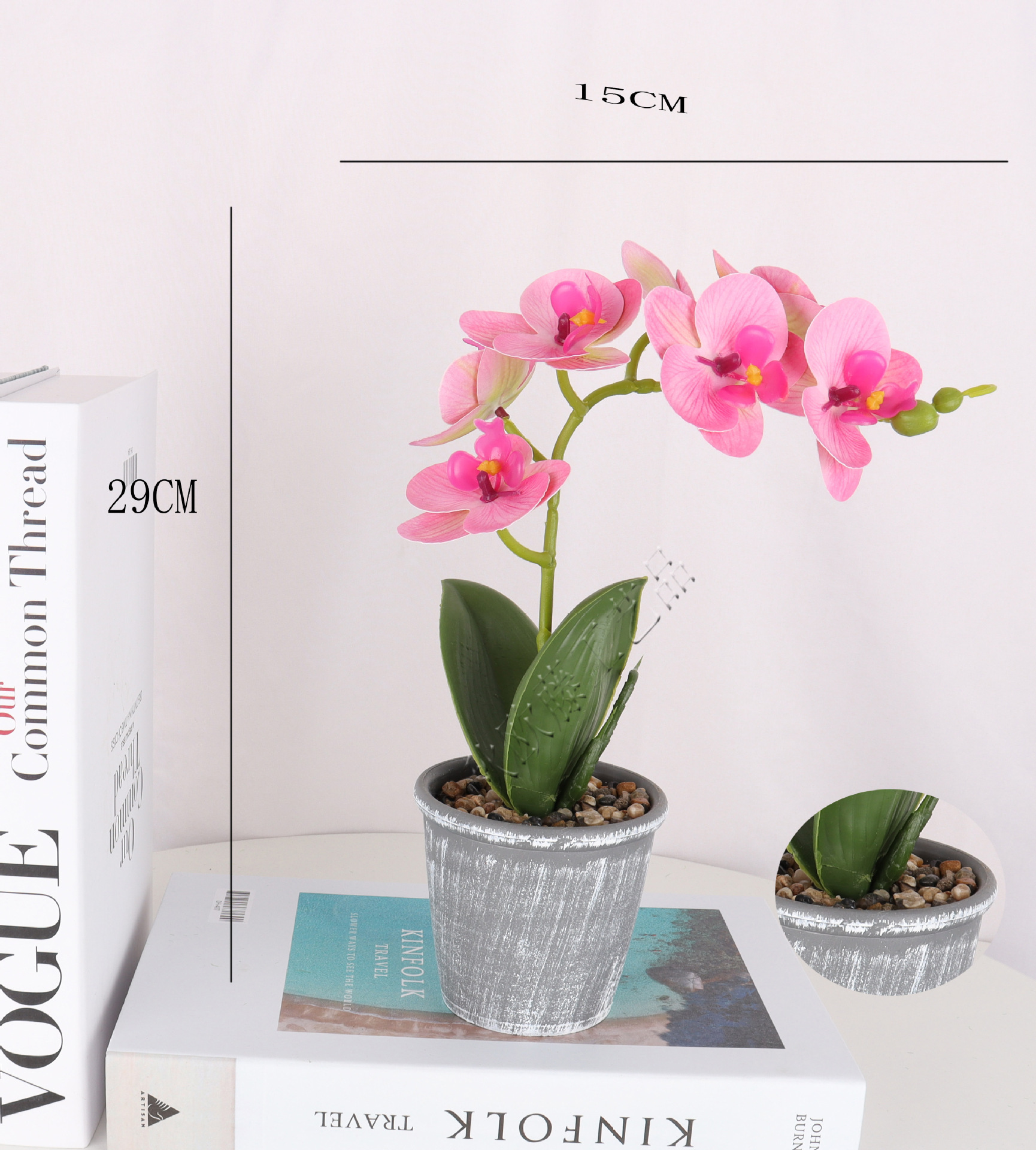 Plastic pot simulation 3D Phalaenopsis 7-head potted plant/simulation bonsai/simulation flower creative indoor small decoration/Yama Specification image