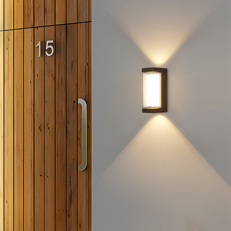 Outdoor wall lamp, waterproof double-layer PC double-head spotlight, modern and simple living room bedside outdoor upper and lower luminous wall lamp details Picture
