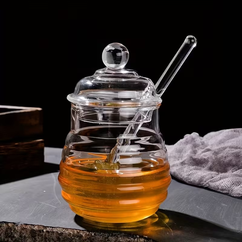 玻璃蜂蜜罐带盖子玻璃搅拌蜂蜜瓶家用透明果酱杯储物玻璃罐详情41