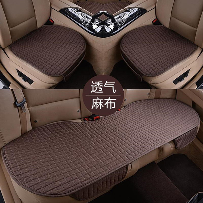 Car Seat Cushion Three Sets Four Seasons General Purpose Single Piece Linen Half Package Seat Cushion Summer Car Seat Cushion Back Seat Cover