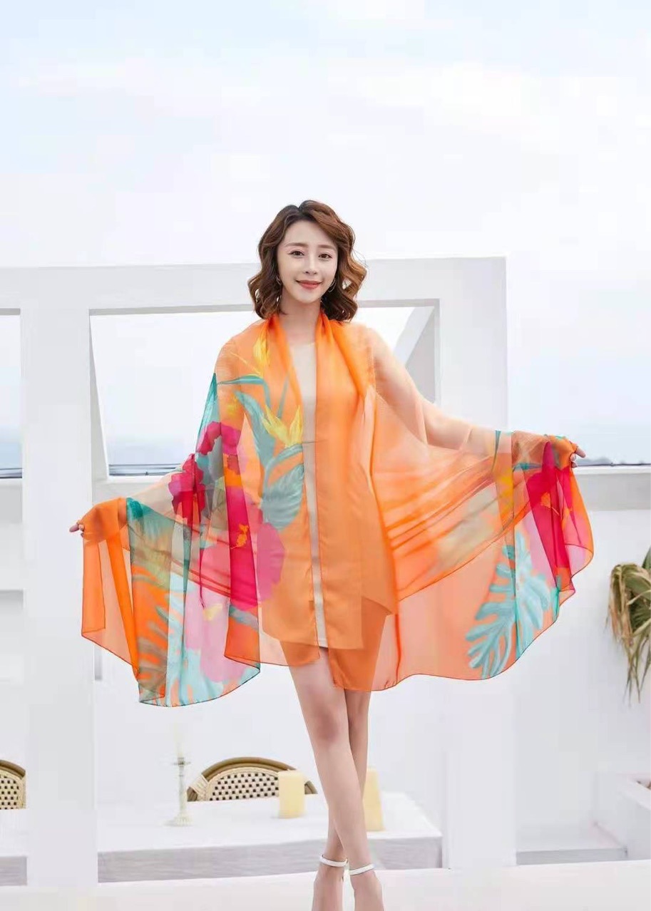 Beach Towel Sunshade And Sunblock Beach Cape Large Size Printed Bikini Variety Scarf 200*135Cm Now Application Scenario