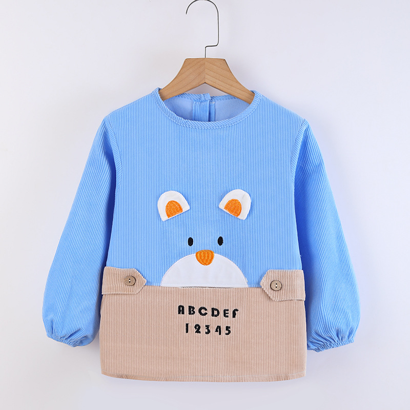Baby corduroy cover for boys in autumn and winter, Korean version of infant feeding bib for children, waterproof and dirt-proof, reversible dressing for children Specification image