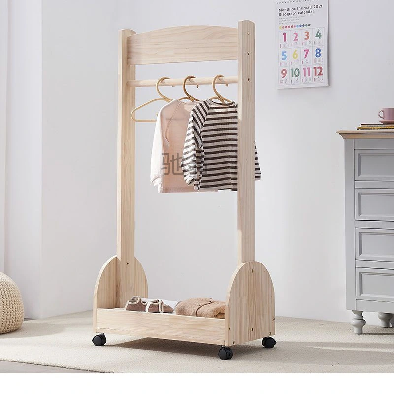 Bedroom Children Hanger Floor Solid Wood Coat And Hat Rack Nordic Ins Wind Hanger Kindergarten Mobile Clothes