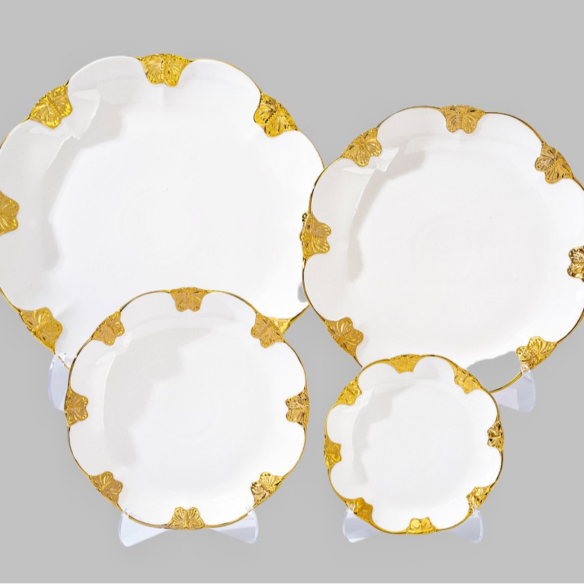 Light luxury ceramic tableware set, high-end gold-plated plates with gold edges. Sub-wholesale.