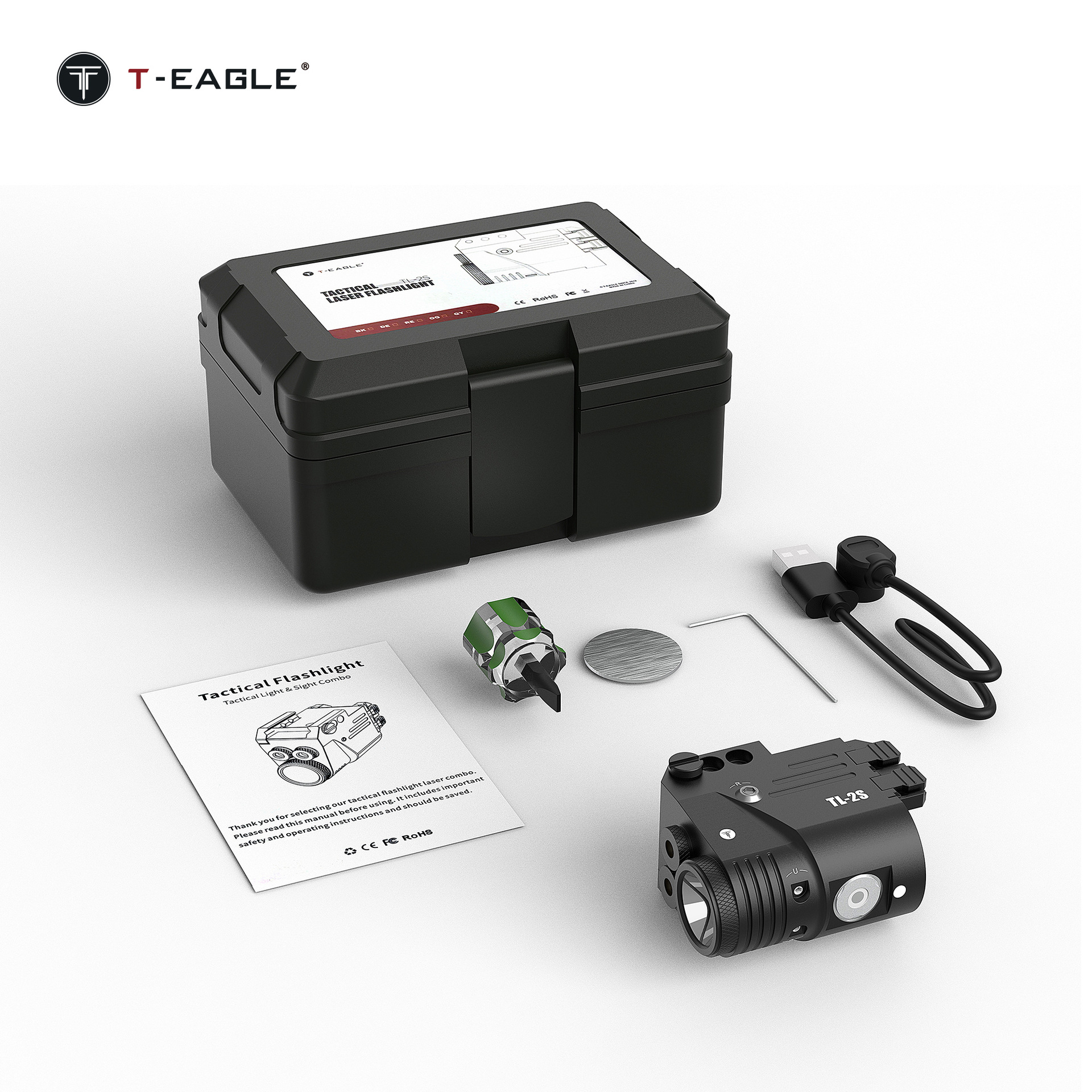 T-EAGLE Downmount flashlight TL-2S outdoor tactical flashlight 500 lumens with red and green dual lasers