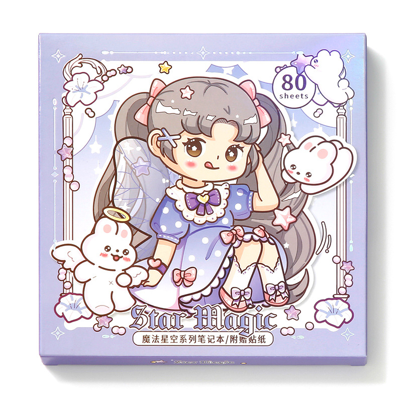 Core Momo Hard Shell Square Magic Star Series Cute Cartoon Girl Notebook Student Notepad Item Picture