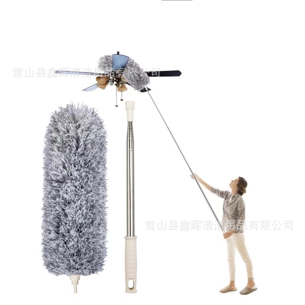 2.8-meter telescopic pole dust duster, custom-made dust duster, electrostatic adsorption, adjustable feather duster, ceiling fan dust removal details Picture