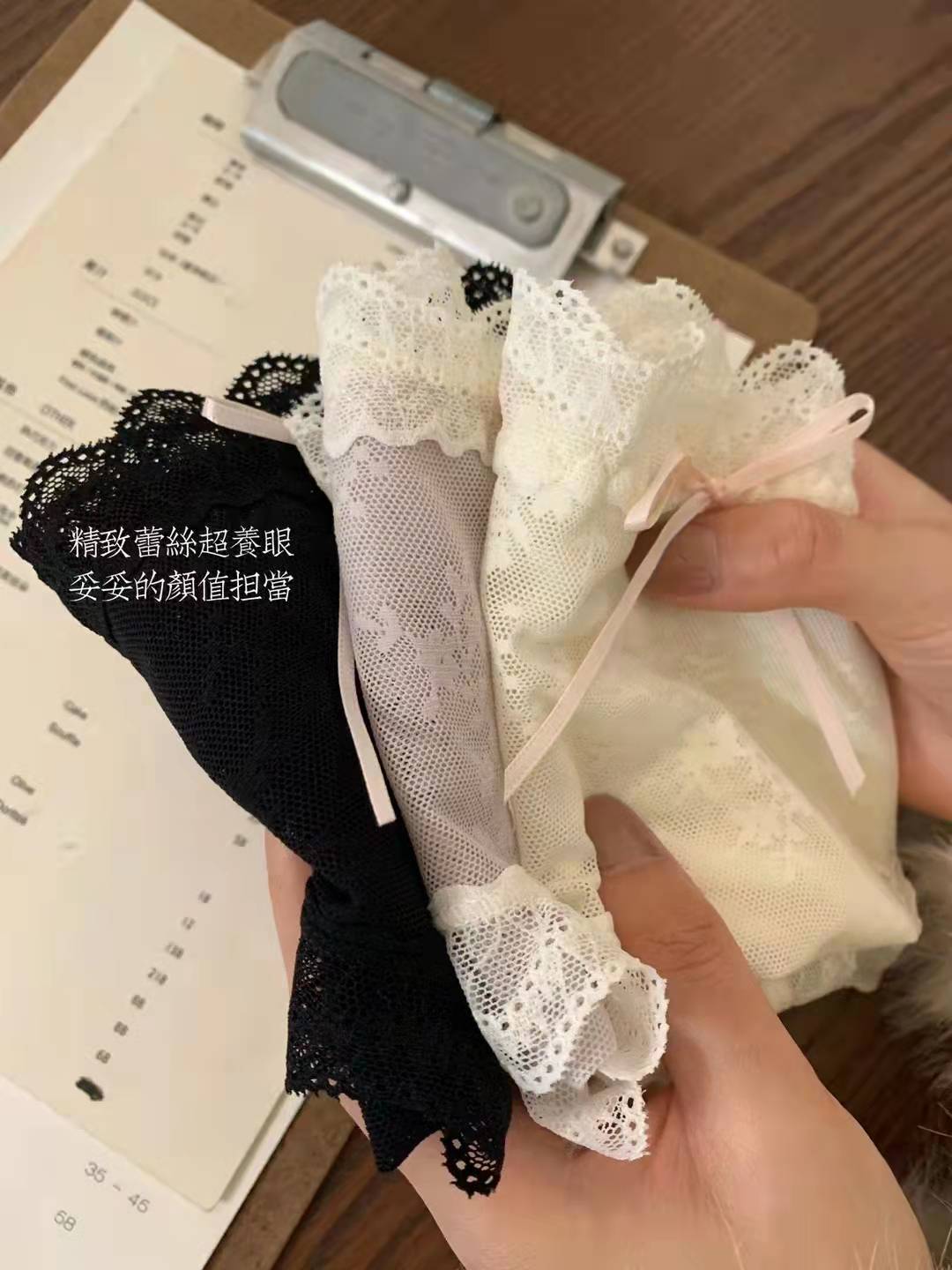 Japanese Snow Hazy Mesh Lace Underwear Sexy Non-Trace Heart Cotton High Stretch Mid-Waist Women's Briefs Specification drawing