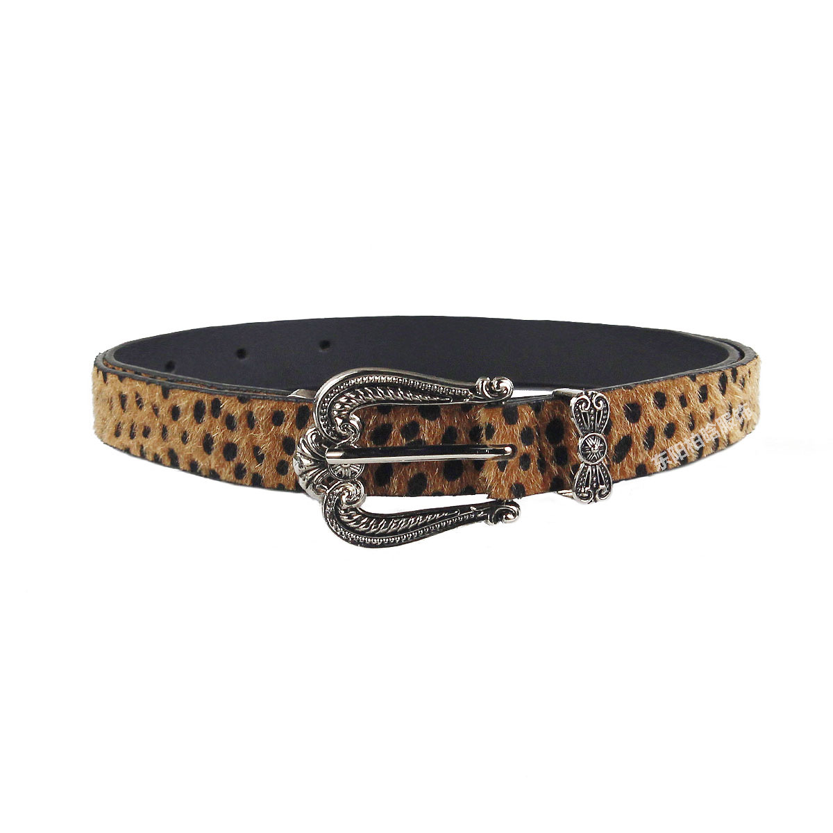The cross-border bestseller is a wine-red heart-shaped leopard print horsehair belt with a retro carved western buckle and a dress belt pic 7