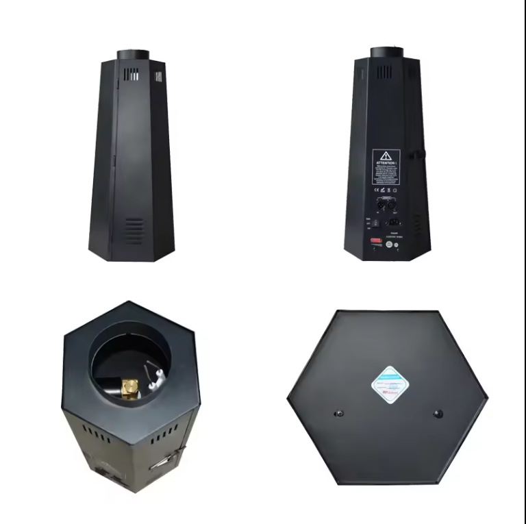 Factory Direct Sales Stage Atmosphere Dmx512 True Flame Wedding Hexagonal Equipment Performance Bar Fire Pillar Flame Machine Lights Specification drawing
