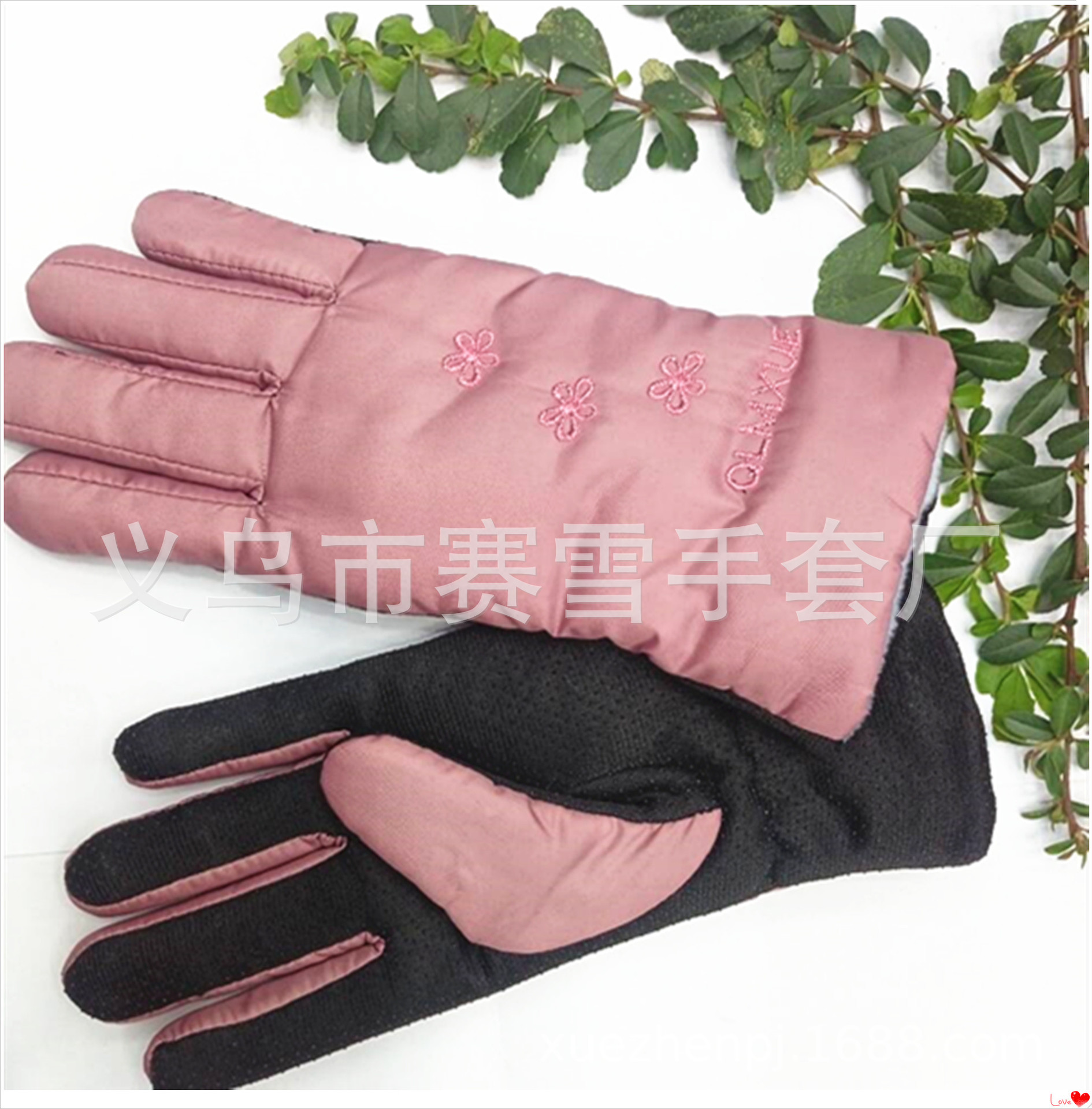 Fashionable autumn and winter fleece and thickened women's gloves, outdoor skiing warm and anti-slip cotton gloves, windproof and waterproof gloves Specification image