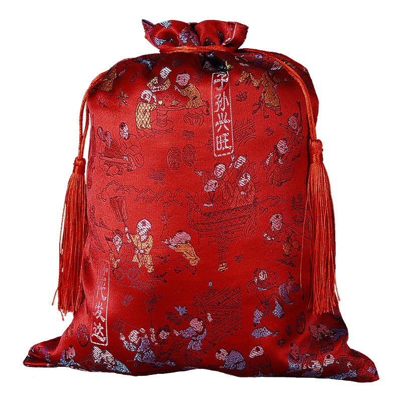 The bride's dowry is placed in a bucket for the descendants and carried in a hand-held bag Item Picture