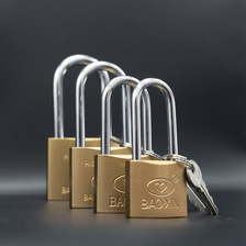 包心一字仿铜长梁铁挂锁 三钥匙多规格正反槽一字铁挂锁 量大价优