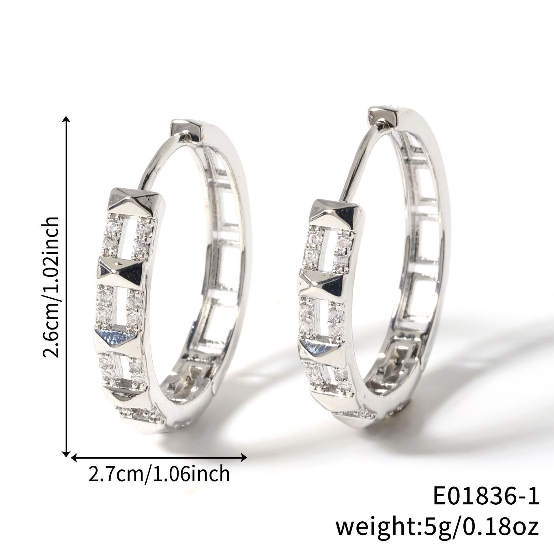 Kashi's new autumn European and American style simple and versatile circular geometric zircon ear buckles are Valentine's Day gift accessories for couples Item Picture