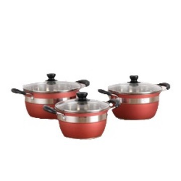 Amazon stainless steel 6-piece pot set for export supply, double-bottom soup pot, milk pot and frying plate combination pot set Item Picture