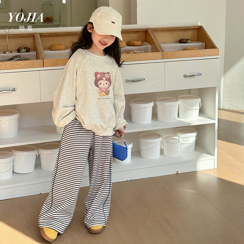 小瑜哥女童圆领卫衣春季洋气宽松小女孩衣服儿童上衣