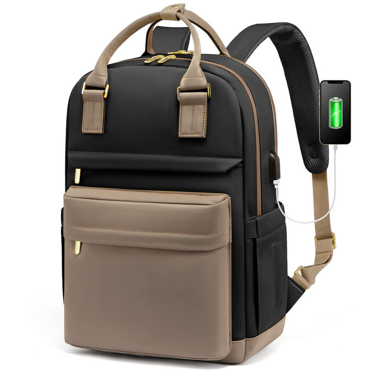 2025 Cross-border Girls' backpack, fashionable large-capacity laptop bag, portable mommy travel backpack, schoolbag Item Picture