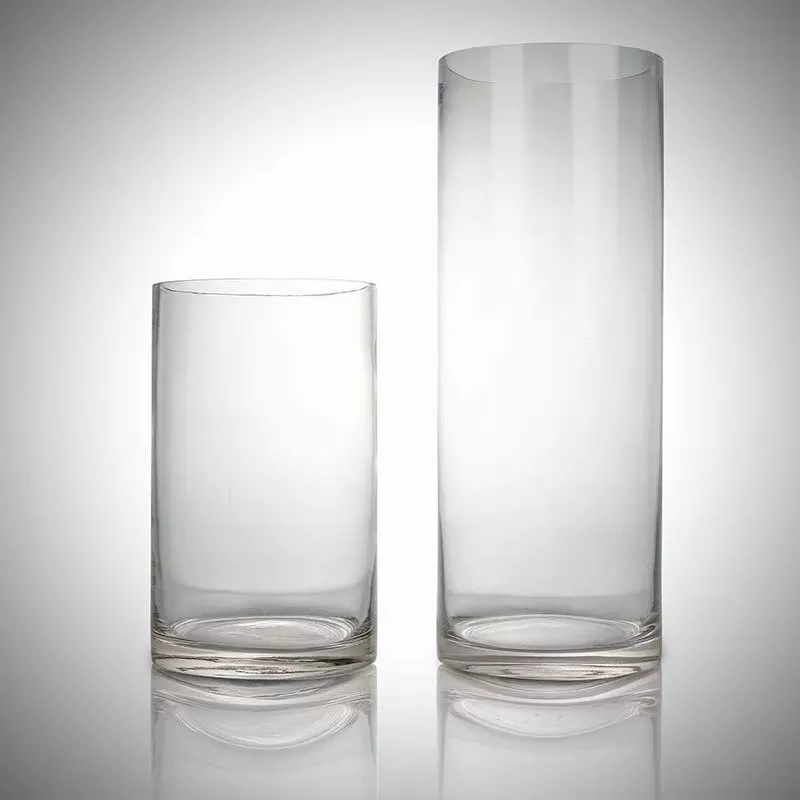 客厅透明玻璃花瓶透明圆柱体玻璃花瓶高玻璃花瓶图