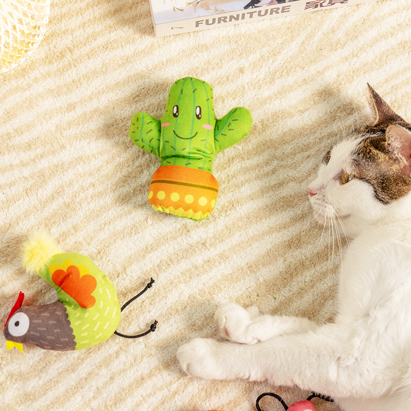 Cross-border cat toys, mint self-entertaining and boring gadgets, kitten teething plush cat toys, pet supplies, cat toys Application Scenario